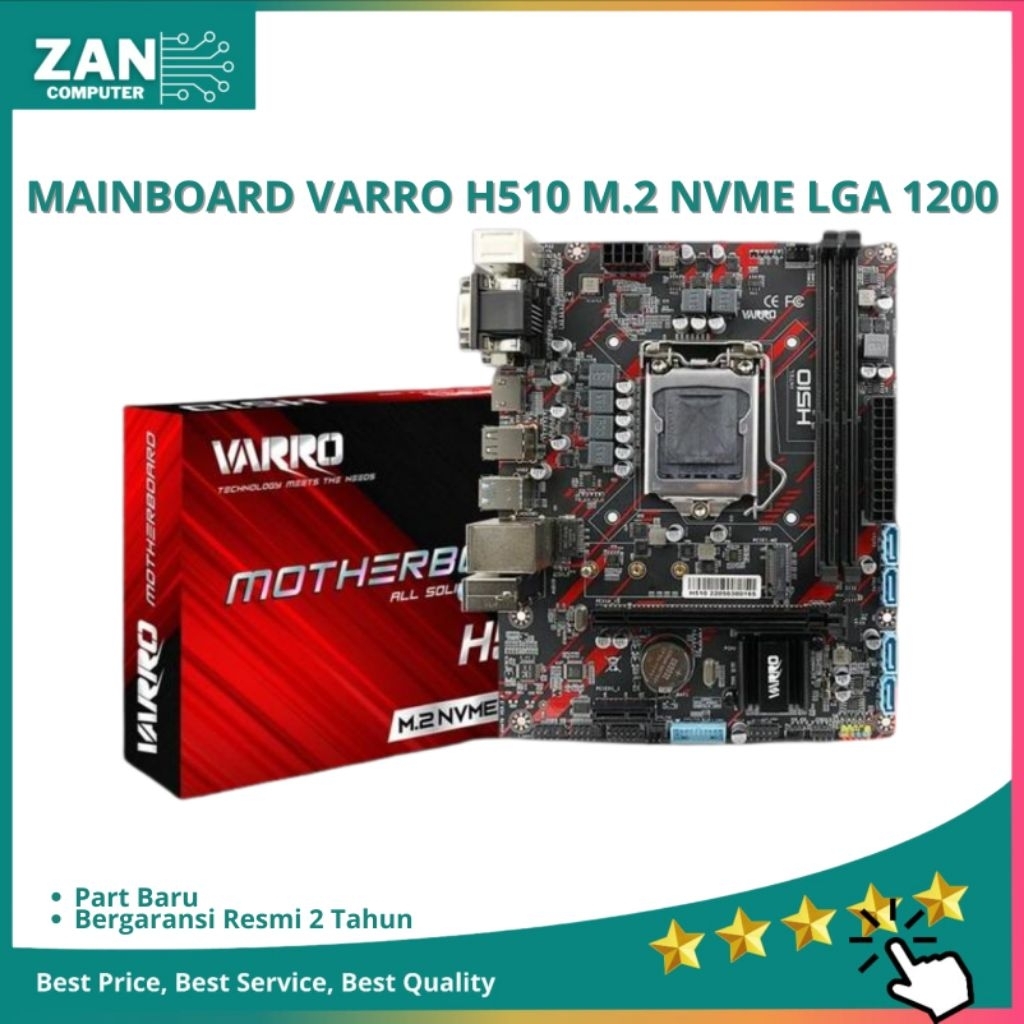 Motherboard VARRO H510 LGA 1200 DDR4 Support Intel Gen 10/11 + Slot M.2 NVME / Mainboard Pc Gaming