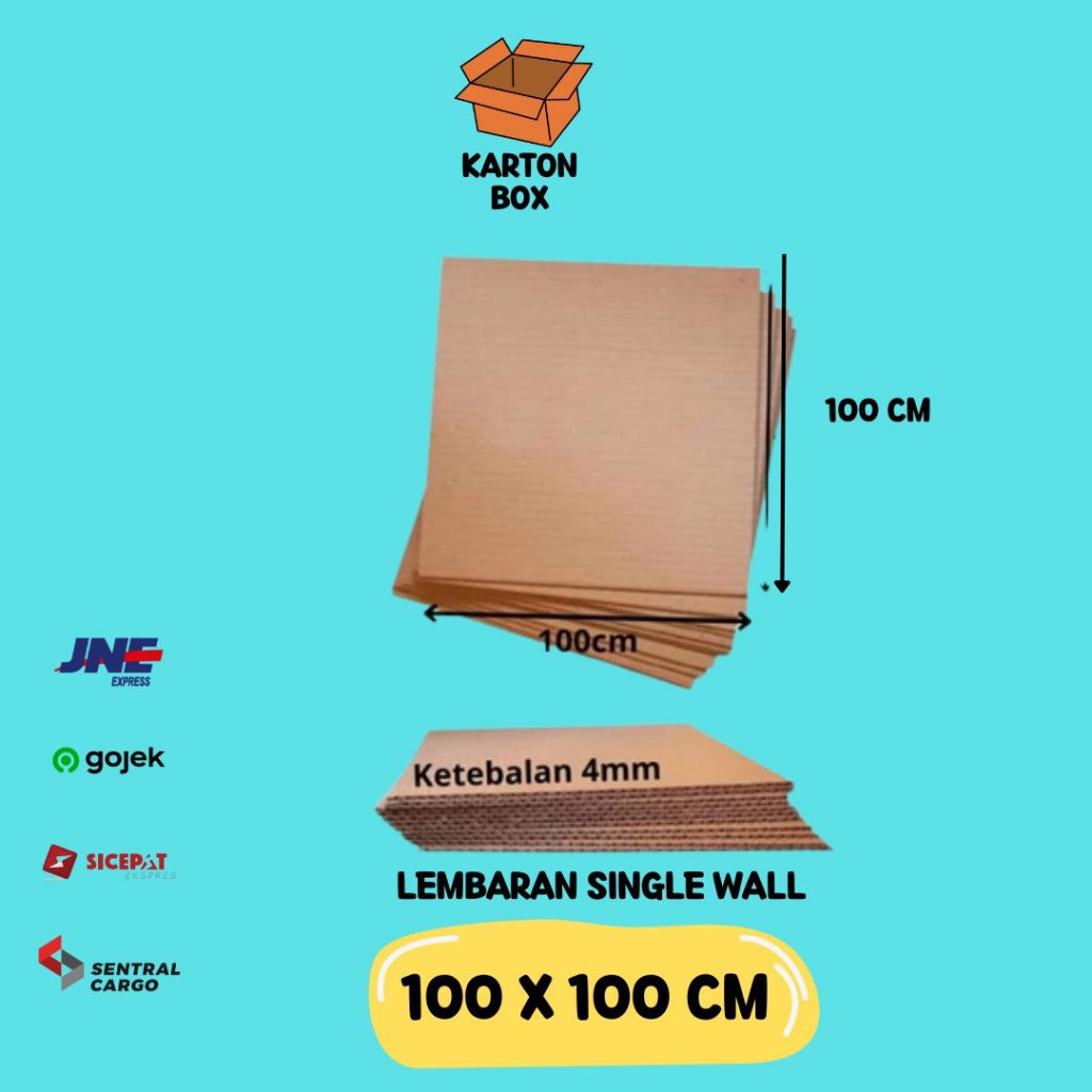 

Ready Karton Kardus Lembaran Sheet 100x100 CM Single wall/Kardus Lembaran/Single wall