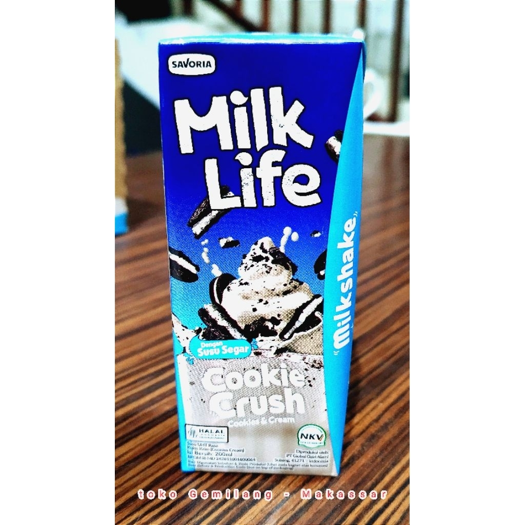 

Milk Life cookie crush 200 ml, susu UHT rasa cookies & cream dengan susu segar