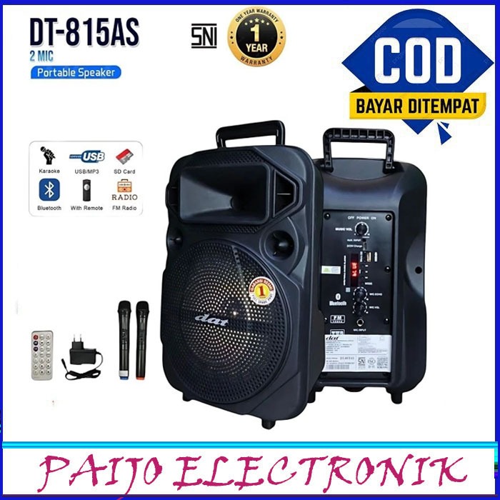 Speaker dat DT-815AS Free 2mic Wireless Speaker Bluetooth 8inch