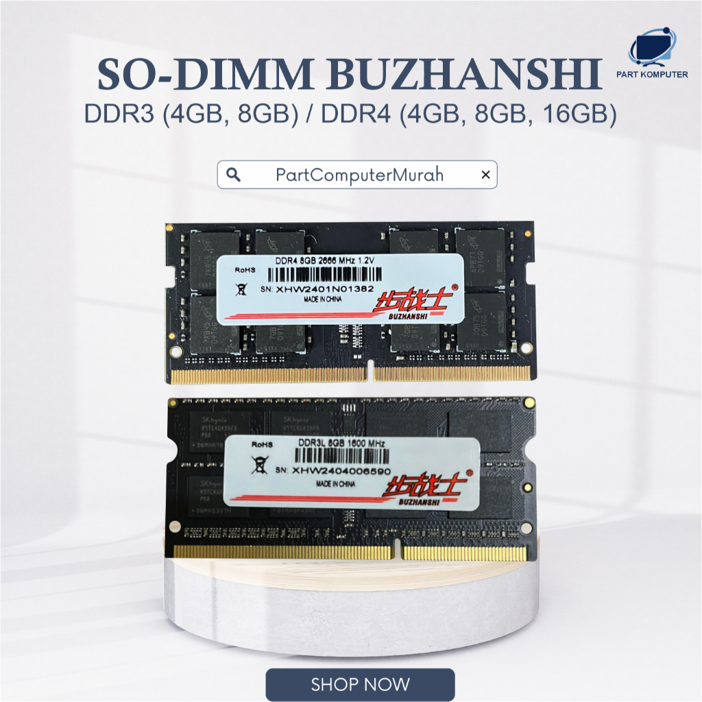 SODIMM RAM Laptop DDR3 & DDR4 – 4GB / 8GB / 16GB – 1600 MHz & 2666 MHz