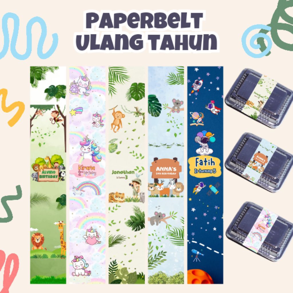 PAPERBELT ULTAH ANAK/PAPER BELT ULANG TAHUN/PAPERBELT KARAKTER/PAPERBELT ULTAH KARAKTER/PAPERBELT MU