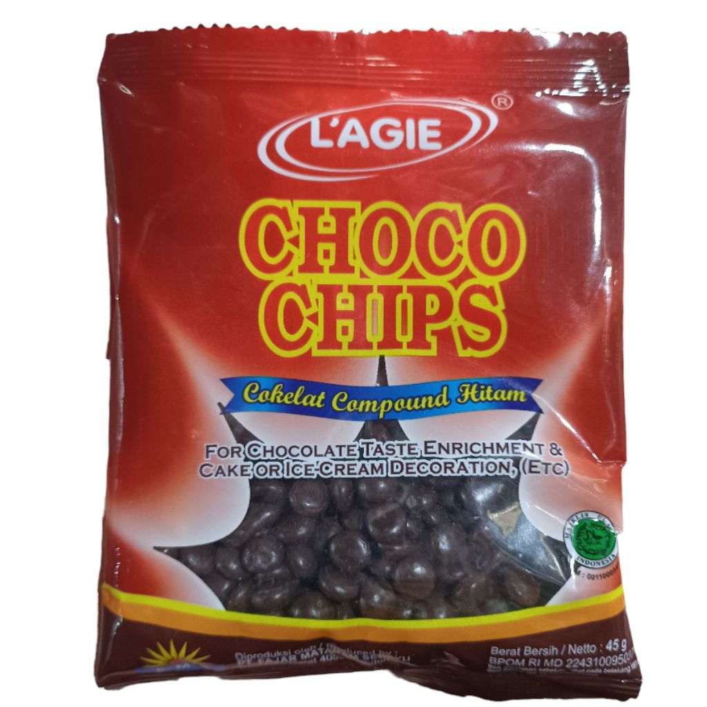 

Choco Chips Lagie 45gr Coklat Compound Hitam Cokelat Chip Topping
