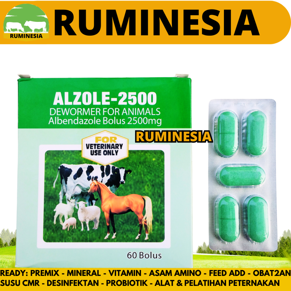 ALZOLE 2500 1 STRIP (5 BOLUS) - Obat Cacing Sapi Kerbau Bolus - Obat Cacing Sapi Paling Ampuh