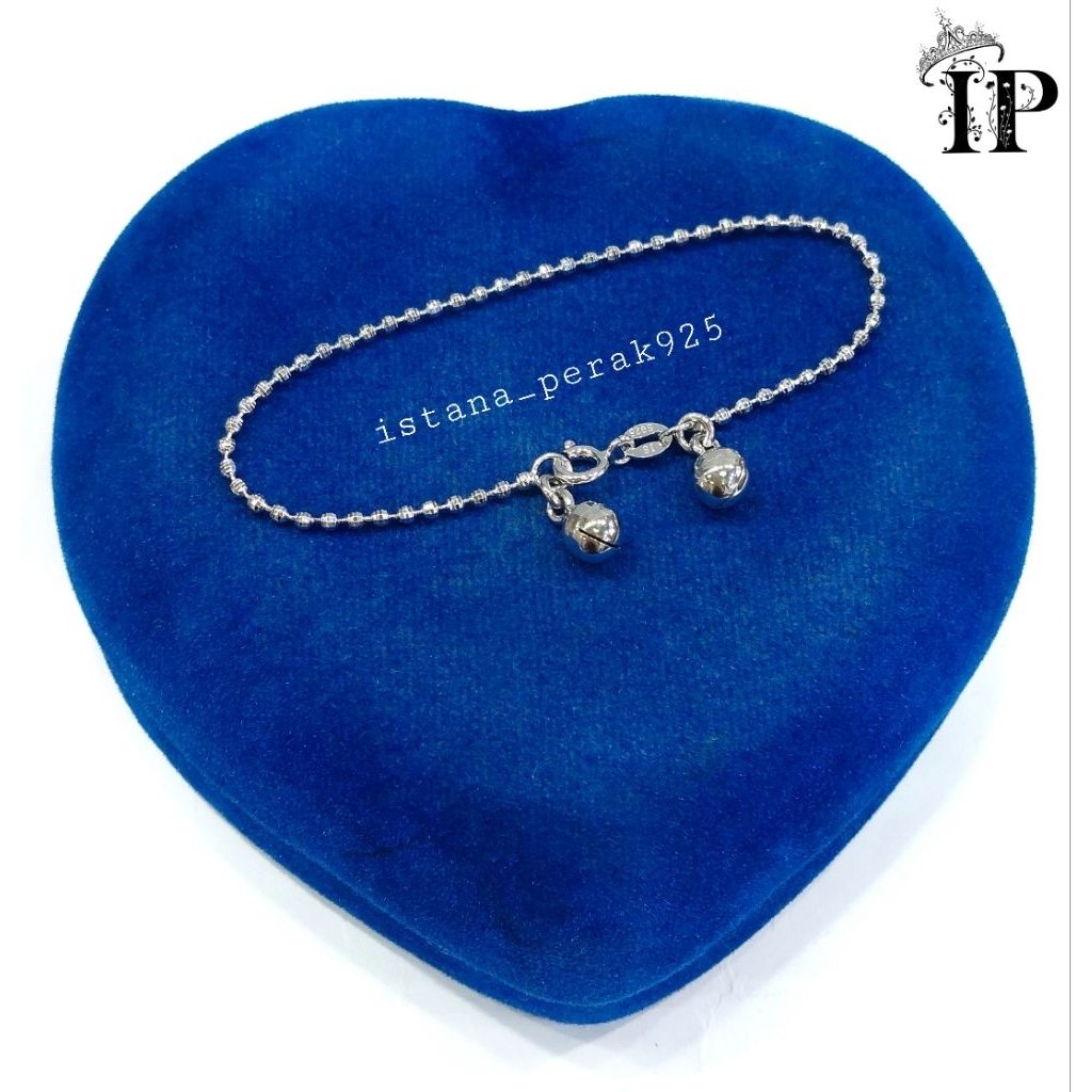 Gelang Perak Asli Silver 925 Lapis Emas Model Biji Lada + 2 krincing - perhiasan perak wanita - perh