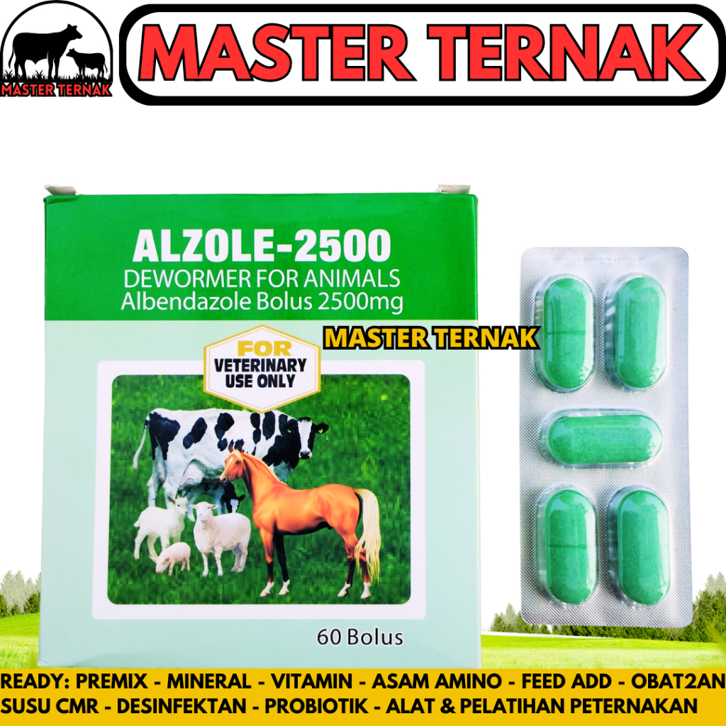 ALZOLE 2500 1 STRIP (5 BOLUS) - Obat Cacing Sapi Kerbau Bolus - Obat Cacing Sapi Paling Ampuh
