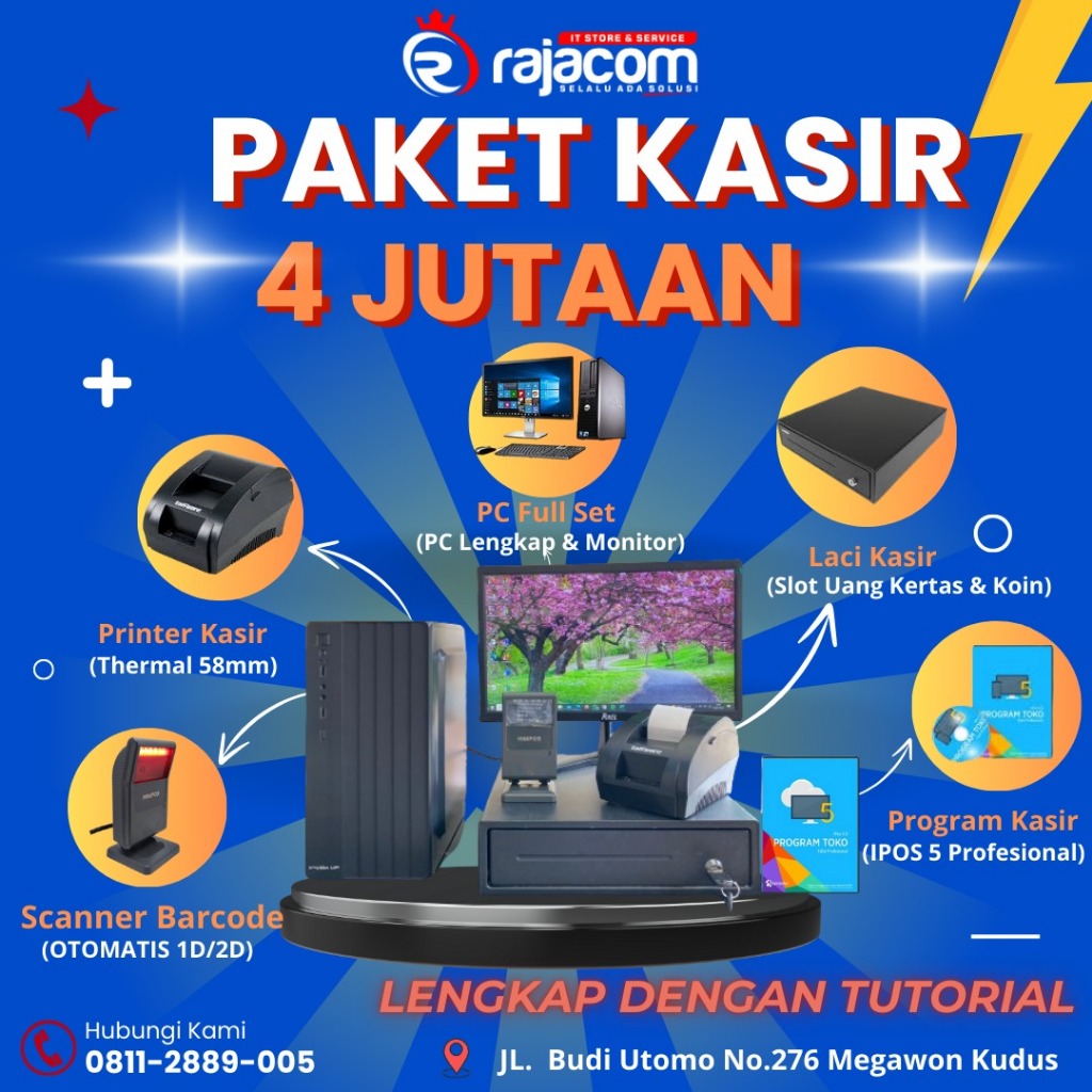 PAKET PC KASIR / KOMPUTER KASIR SIAP PAKAI LENGKAP DENGAN PROGRAM i-POS 5