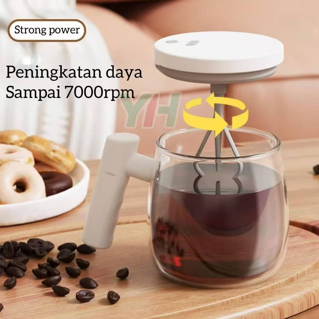 Shoporenku Cangkir Mug Pengaduk Otomatis/Cangkir Mini Portable Pengaduk Kopi/Gelas Mug Kaca Aduk