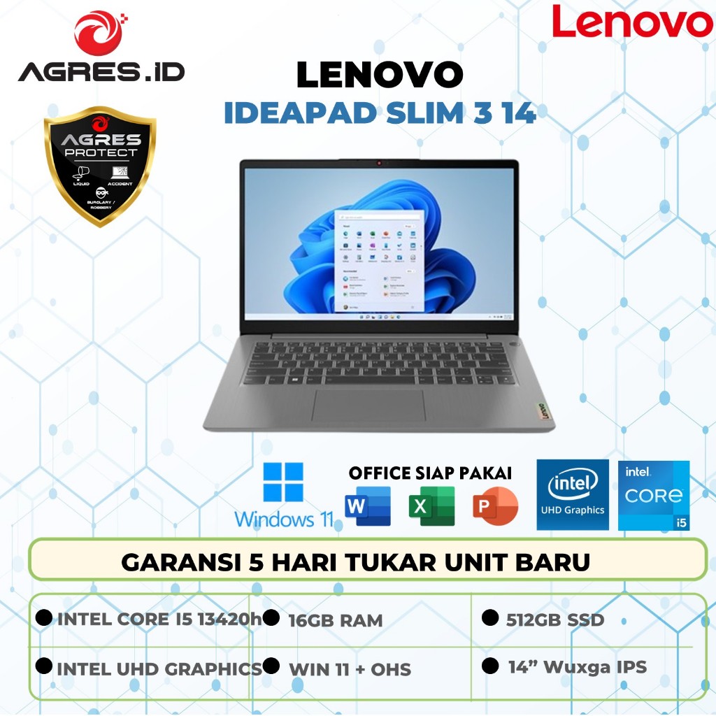 Lenovo Ideapad Slim 3 14 Intel Core I5 13420H 16GB 512GB Win 11 OHS 14" Fhd Ips