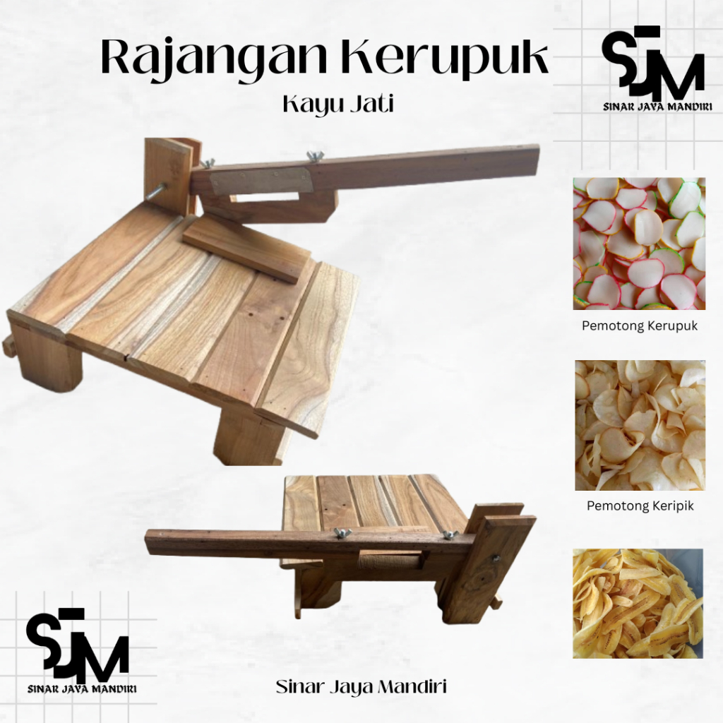 Rajangan Kerupuk Kayu Jati Asli Pisau Stainless