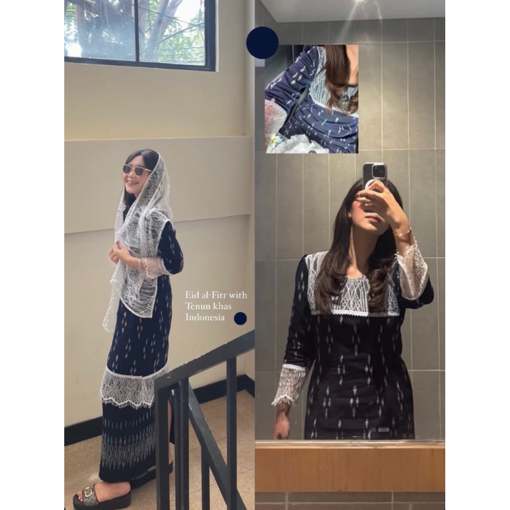 Fashion tenun/Dinara Set Tenun Original / Dress Malaysian / Tunik / Dress lebaran / Seragam Keluarga