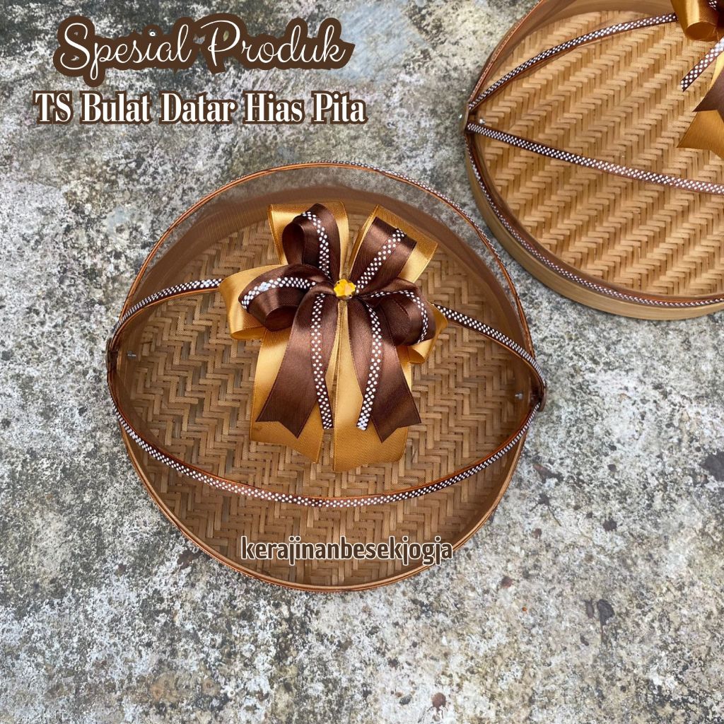TUDUNG SAJI BULAT DATAR HIAS PITA PREMIUM | hantaran kue hantaran pernikahan hampers bingkisan seser