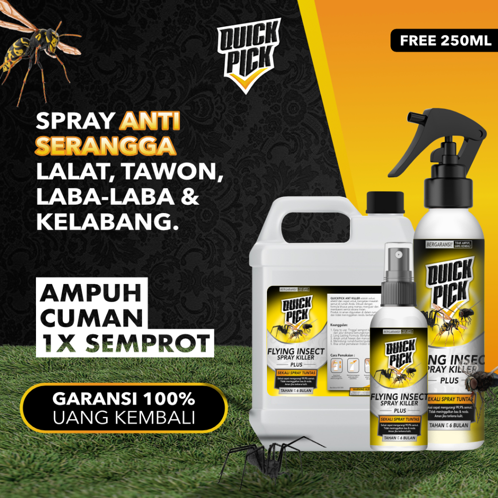 SPRAY PEMBASMI SERANGGA QUICKPICK (FREE 250ML) Aromatic Spray Pembasmi LALAT, TAWON, LABA LABA, KELA
