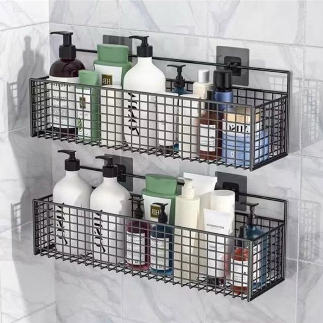 Rak Keranjang Jaring Bahan Besi Rak Keranjang Tempel Dinding Kramik Kamar Mandi Dan Dapur/ Rak Multi