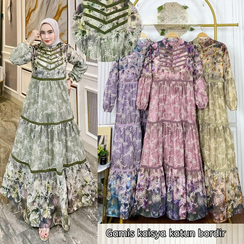 Gamis Kaisya Katun Bordir
