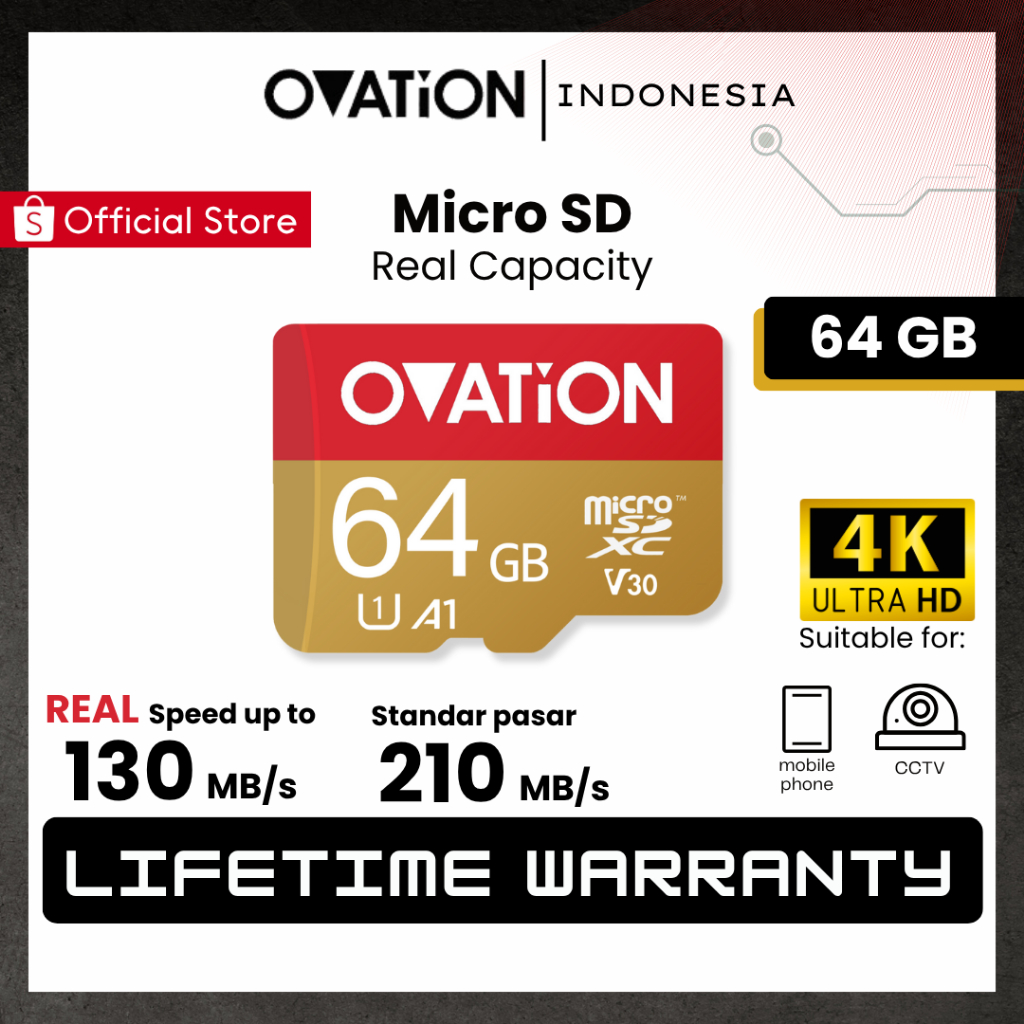 OVATION Micro SD 64GB / 128GB Memory Card Extreme Microsd U1 A1 UHS-I UHS-III UHS I UHS III Kartu Me