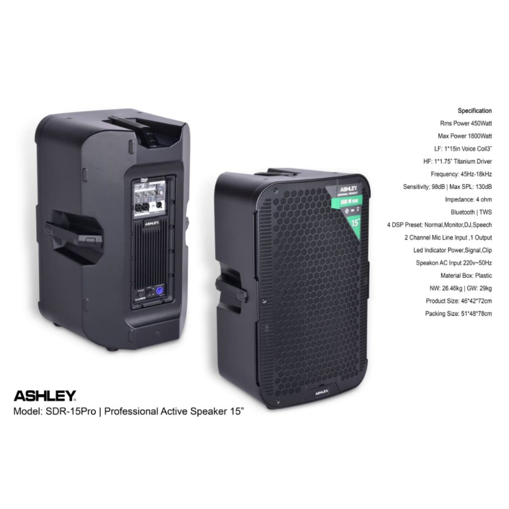speaker active original ashley sdr 15 pro speaker aktif karaoke speaker active ori