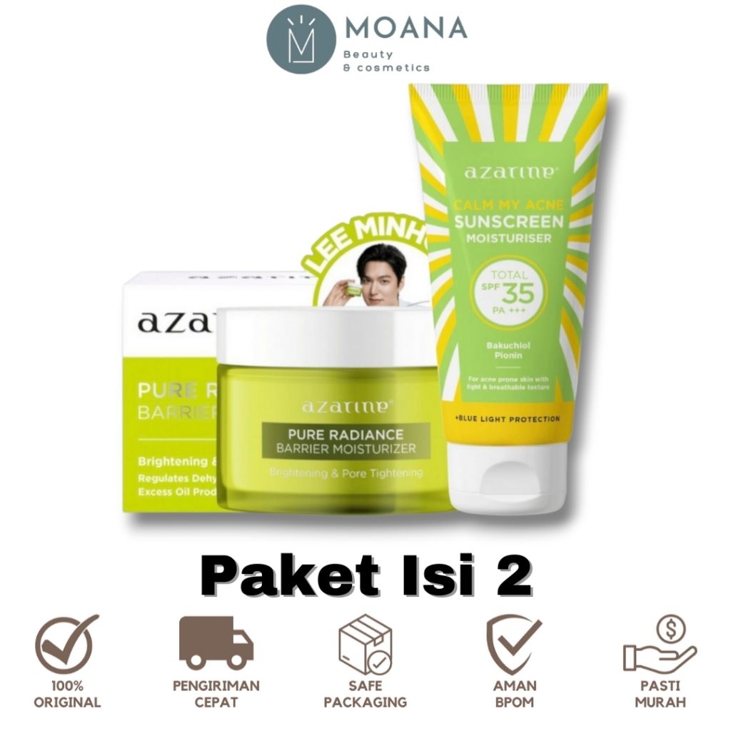 [ISI 2] Azarine Paket Perawatan Jerawat Acne Series | Sunscreen + Moisturizer