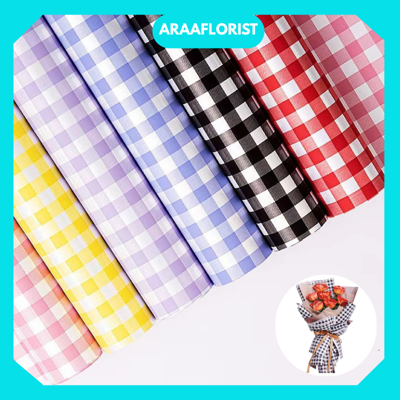 

Flower Wrapping Paper Square Pattern Motif Kotak Kertas Buket Taplak Cellophane Florist KB096
