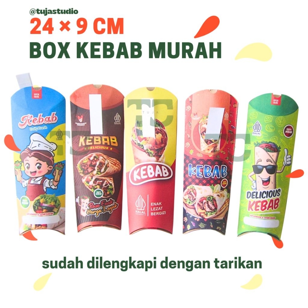 

(50pcs) BOX KEBAB MURAH UKURAN 24×9cm/ KARDUS PEMBUNGKUS KEBAB GAMBAR NYATA/TEMPAT KEBAB DUPLEX IVORY