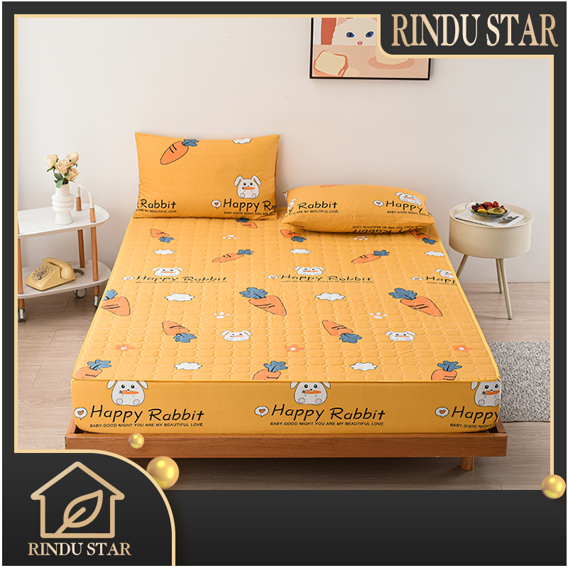 Rindu.Star SPREI WATERPROOF SULTAN MOTIF ANAK ROKET DINO BINTANG KUCING POLOS UKIR UKURAN 180X200CM 