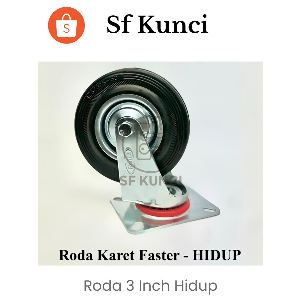 Roda Karet Troli 3 Inch / Roda Hidup 3"
