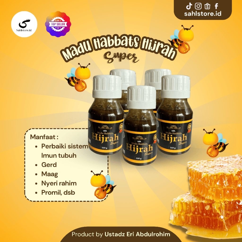 Madu Habbats Hijrah Super 5 Botol/UEA Herbal-Bantu atasi penyakit Non Medis dan Medis (Gerd, Maag, d