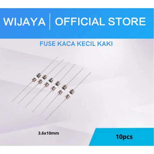 10pcs Fuse Kaca kecil kaki 250V 3.6x10mm Glass Sekring Ampere