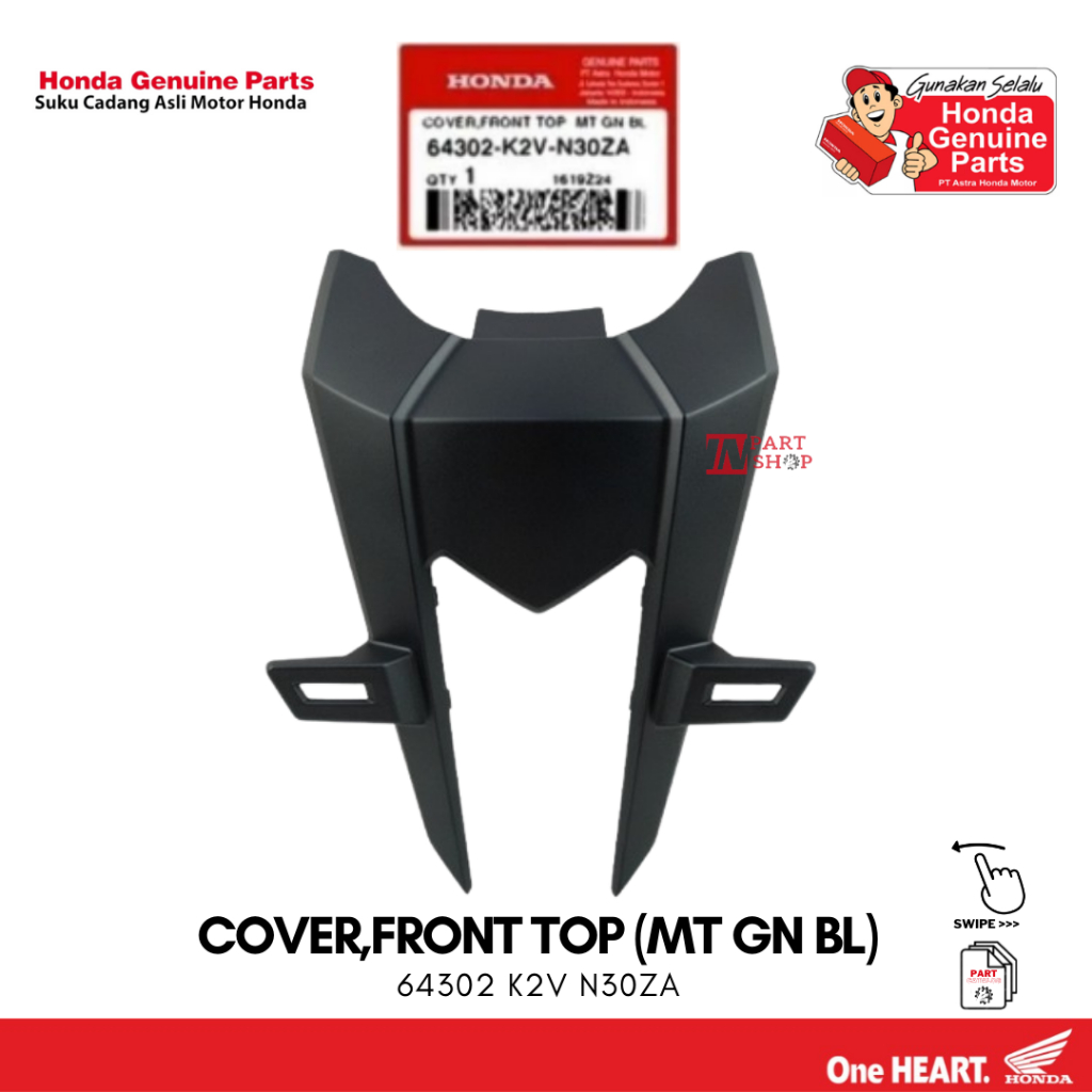 Cover Dasi Plat Nomor (Cover FR Top (MTGN BL)) - New Vario 125 eSP K2V / 64302-K2V-N30ZA