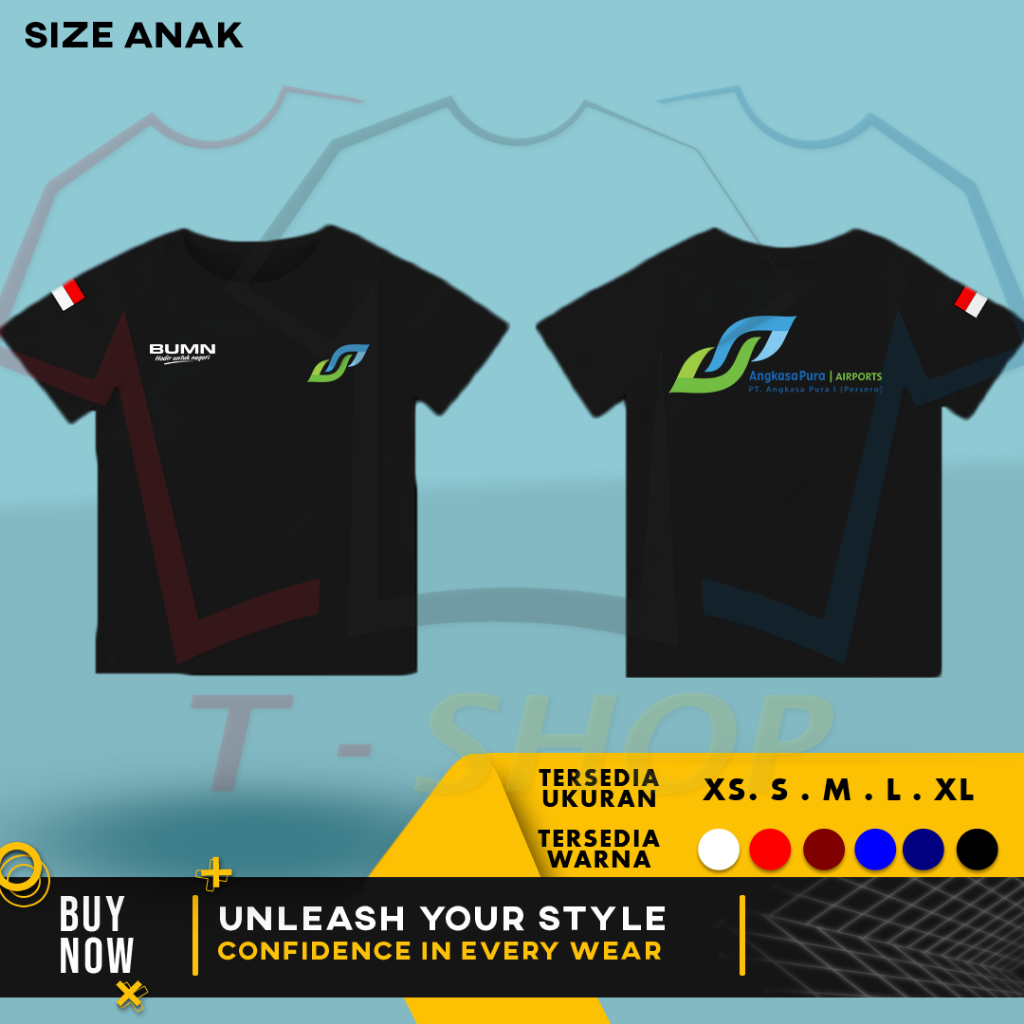 Kaos Anak Angkasa Pura Airports BUMN Hadir Untuk Negeri DTF Premium Cotton Combad 30S