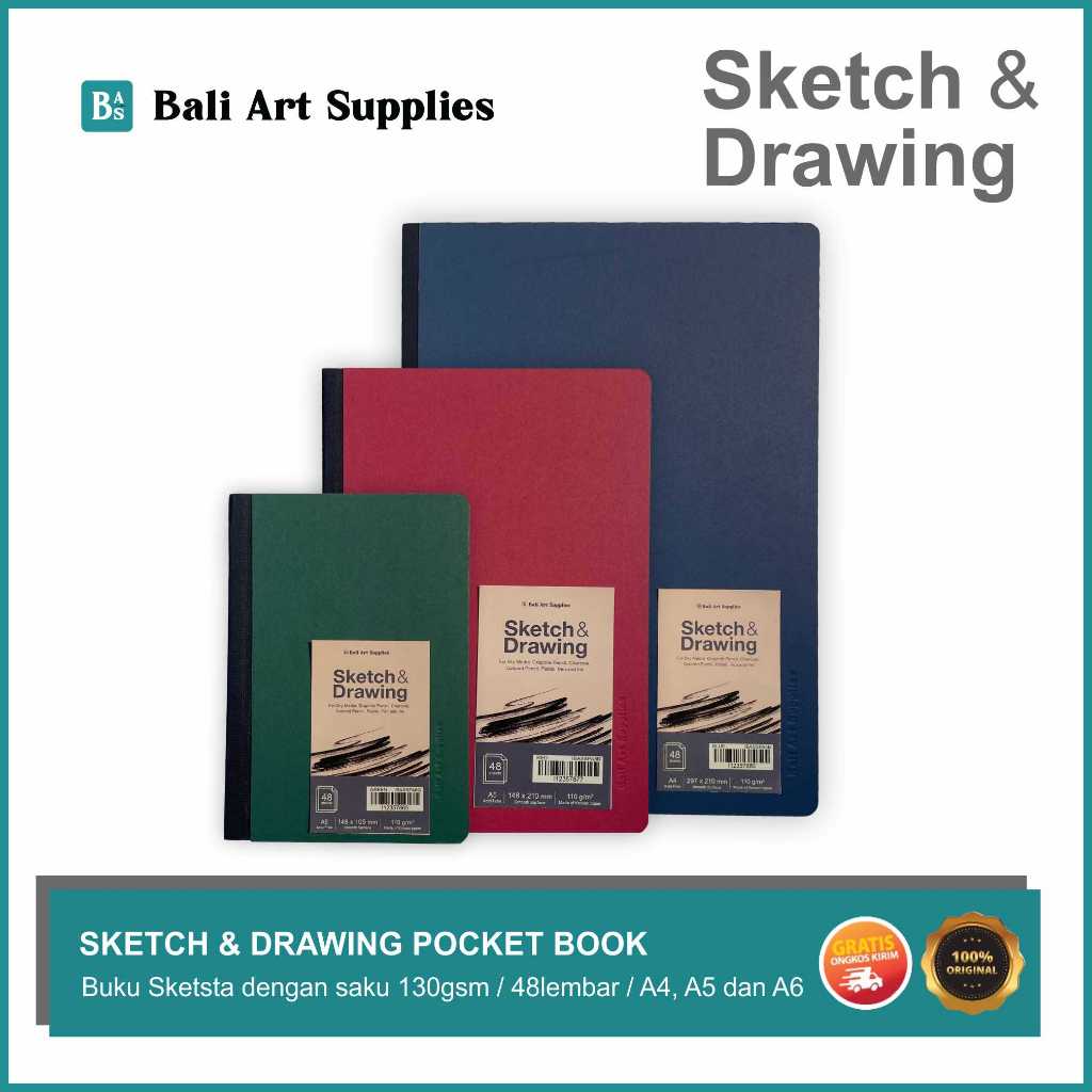 

Sketch & Drawing - Pocket Sketchbook 48 Lembar - 130gsm A4/A5/A6 - Bali Art Supplies