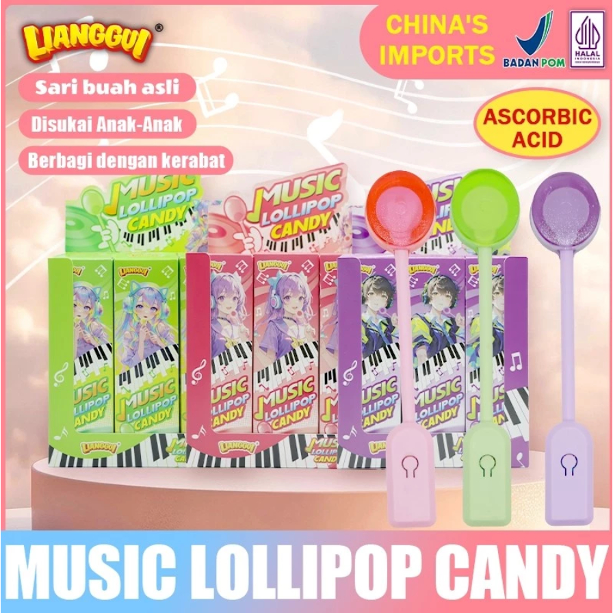 

(LANGSUNG KIRIM) Lianggui Lolipop Musik 3 Rasa HALAL Apel Hijau Anggur Stroberi Mainan & Cemilan Anak Unik