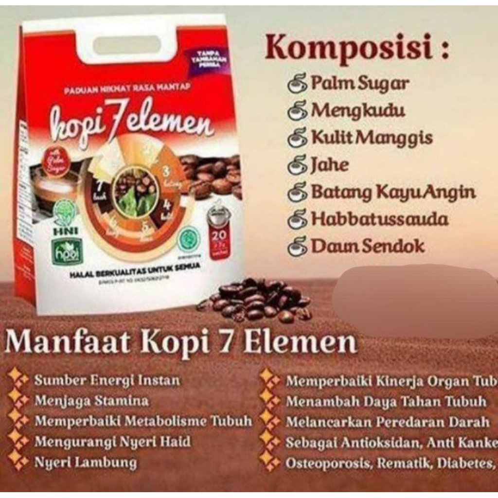 

HNI Kopi Herbal Sevel Best seller kopi 7 Elemen
