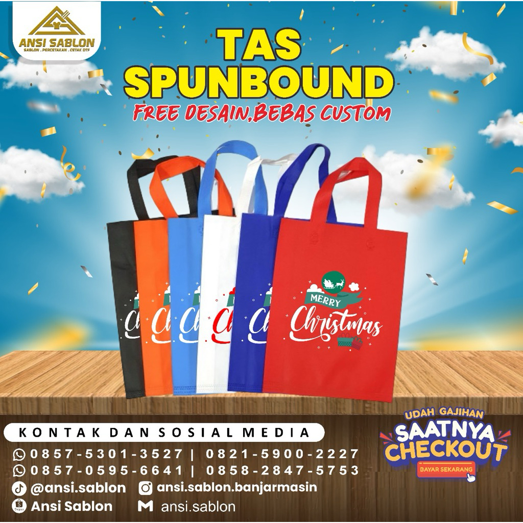 

Tas Spunbound Custom, Goodiebag Cocok Untuk Souvenir Maupun Kado Acara Kamu, Bebas Custom Req Nama,Foto,