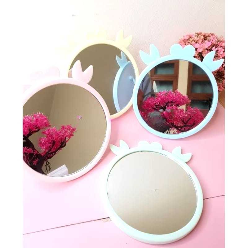 (GROISR) 6 PCS CERMIN MEJA KARAKTER LUCU / CERMIN RIAS MINI PORTABLE / KACA RIAS MAKE UP / CERMIN ME