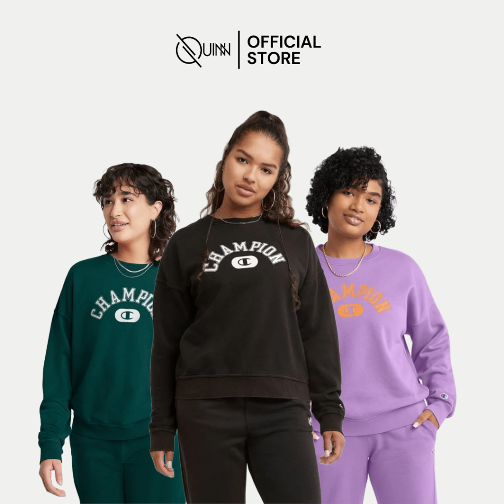 Champion Sweatshirt Powerblend Women / Sweater Crewneck Vintage Lengan Panjang Wanita