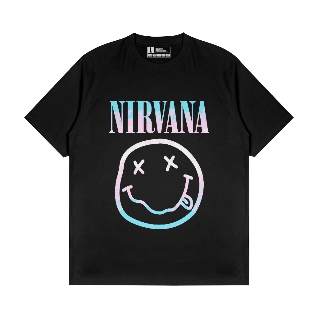kaos band H&M nirvana smile / baju band nirvana / kaos distro nirvana unisex pria wanita