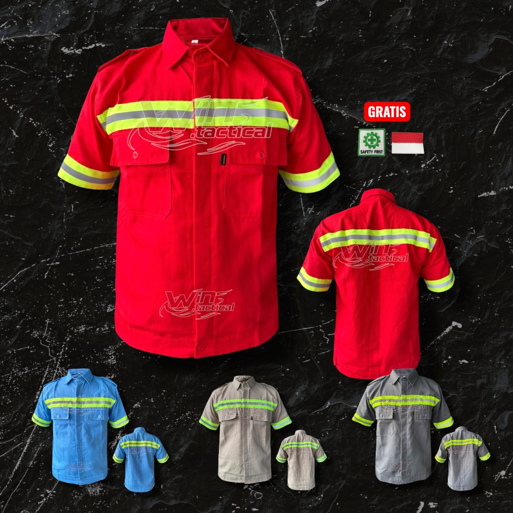 Wearpack Atasan Kemeja Safety Baju Sefty Lengan Pendek Kancing