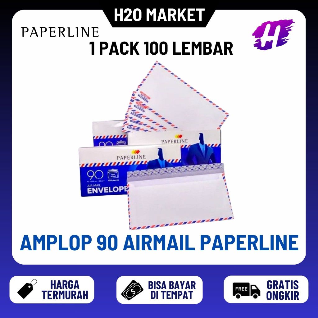 

❤️H2O❤️ PROMO MURAH AMPLOP 90 AIRMAIL PAPERLINE / Amplop No 90 PPS 11 x 23 cm isi 100 lembar - Envelope Putih No.90 110 x 230 mm Paperline Paper Line 80 gsm DENGAN SEGEL PEREKAT
