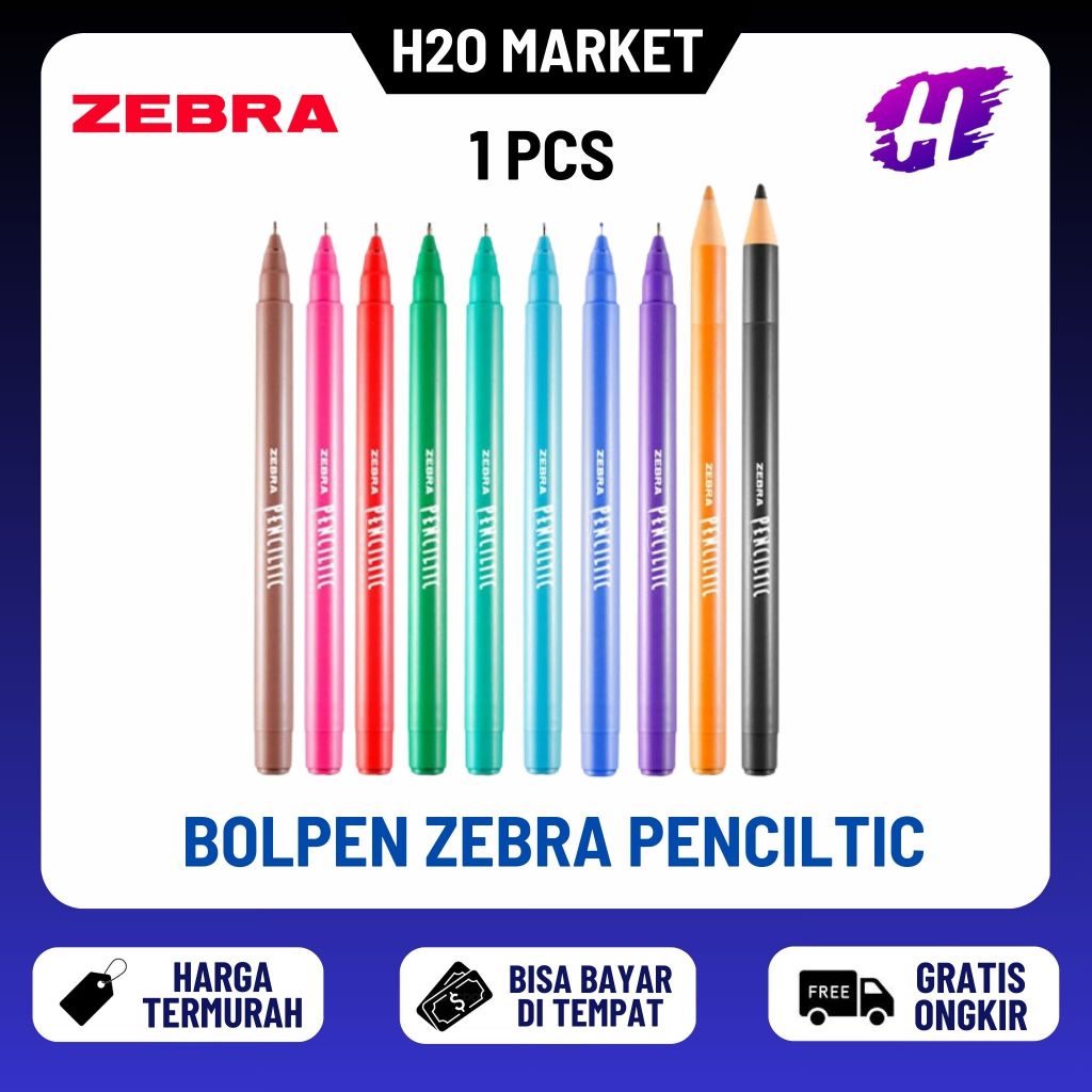 

❤️H2O❤️ Bolpoin | Pulpen | Bolpen Zebra Penciltic ZAI Super (10 Warna)