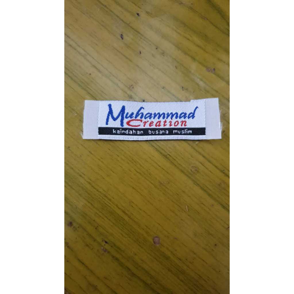 

Label Woven Damask / Lebar 1.7cm / Proses Bordir / Label Design Sendiri / Label Baju Costum