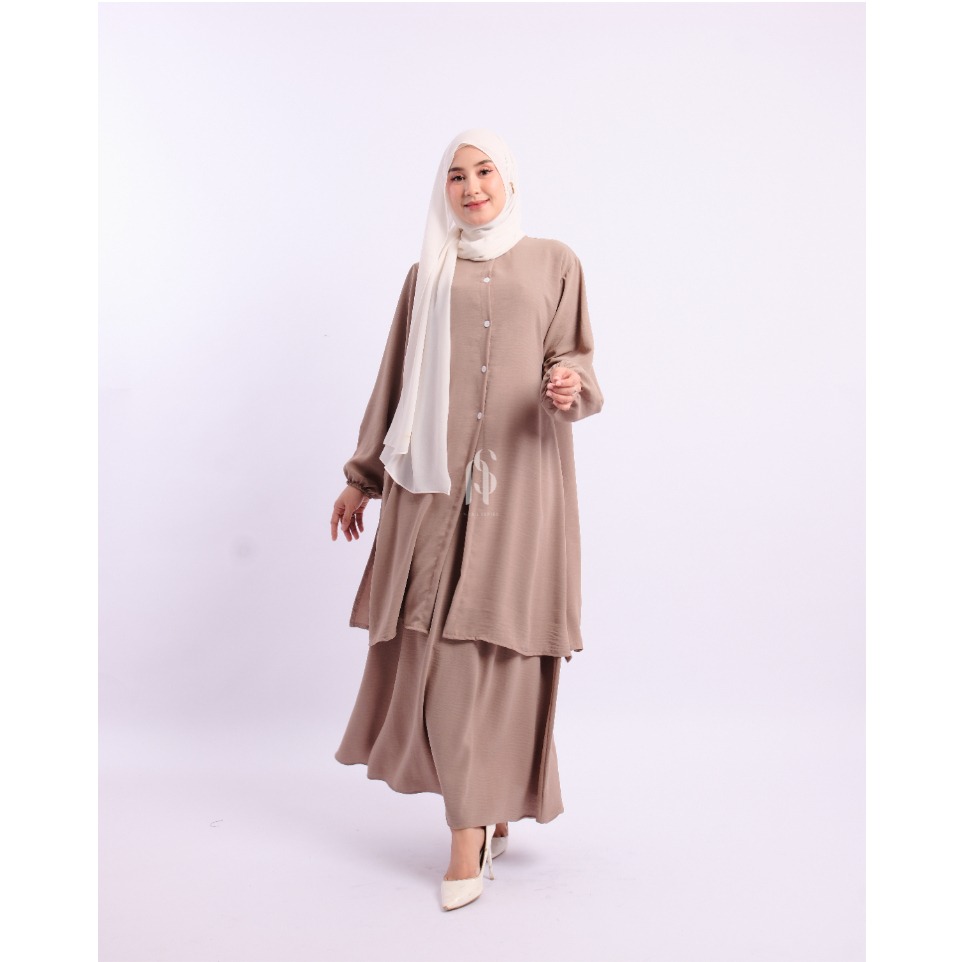 Nabil Series - Tunik Setelan Rok Kancing Wanita Muslimah Premium Terbaru Hamidah