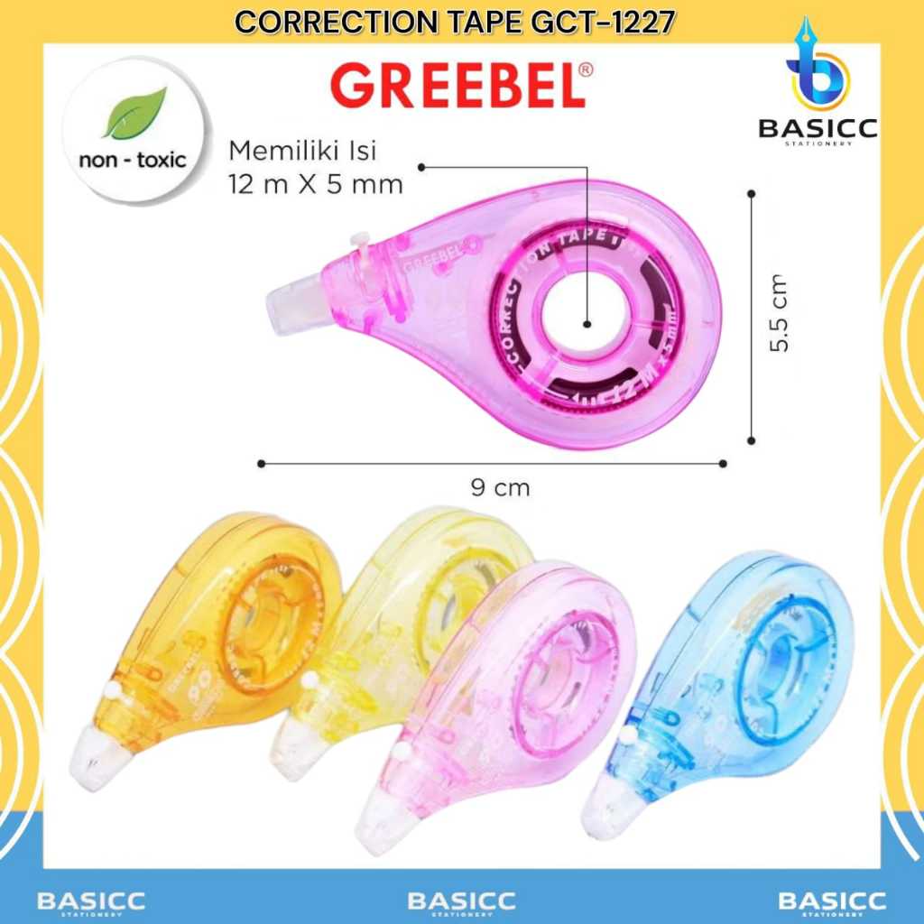 

Greebel Correction Tape GCT-1227 Pastel / Tip Ex Kertas Roll Pita Koreksi Pulpen @ 1 Pcs