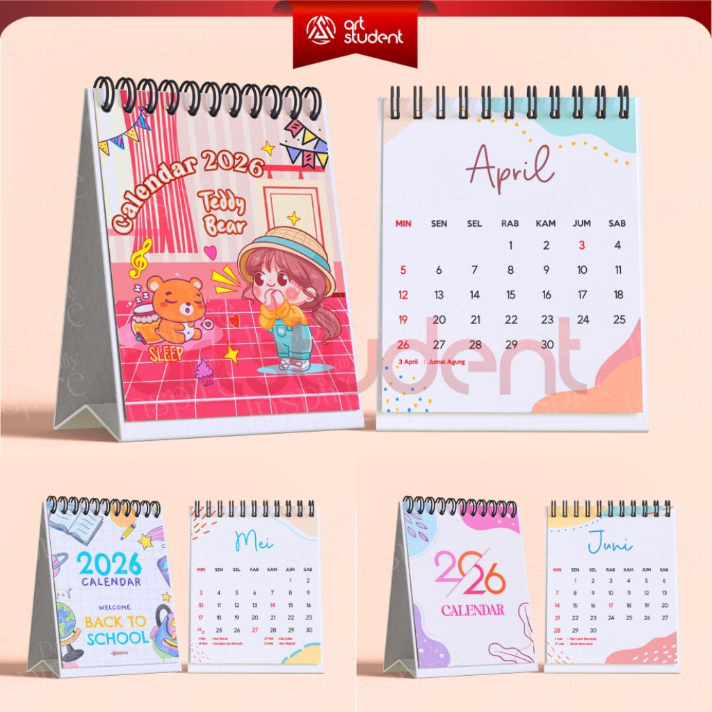 

SOUVENIR KALENDER DUDUK 2026 KALENDER MEJA AESTHETIC, KALENDER UKURAN B7 KALENDER MINI 2026 LUCU