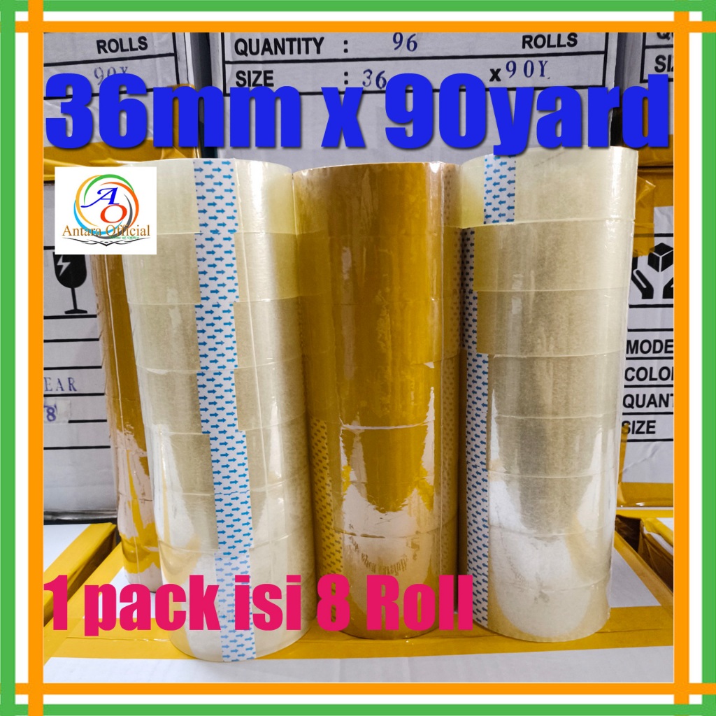 

Lakban 36mm x 90Yard 1 Pack Isi 8 Roll 1 1/2 Inch Bening Coklat Clear Tape Selotip Opp packing Selasiban Isolasi Kualitas Bagus Eastern Pigeon