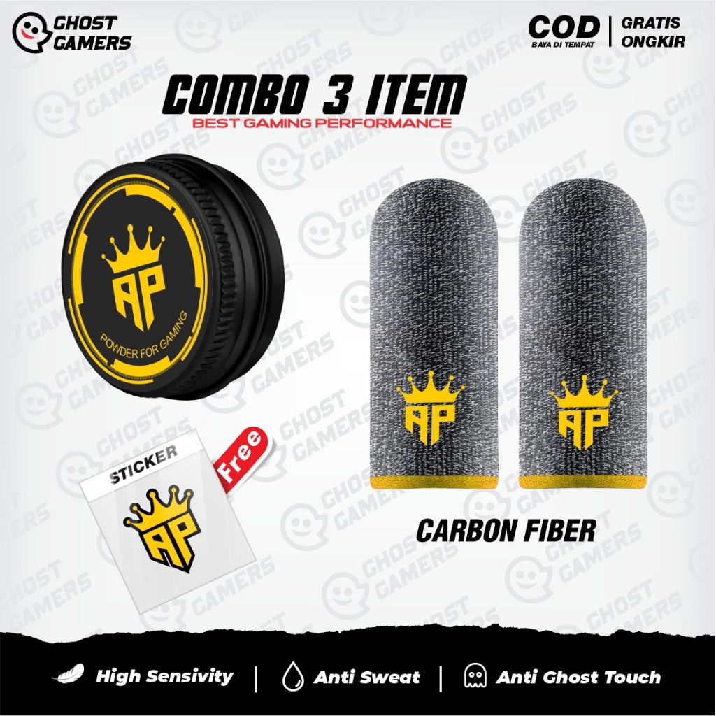 COMBO - Sarung Gaming Jempol AP KING Andra GZ Anti Keringat Finger Touch - Bedak Gaming AP KING Andr