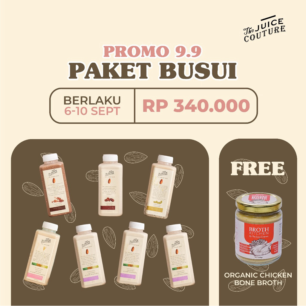 

PROMO 9.9 - PAKET BUSUI ALMOND MILK FREE ORGANIC CHICKEN BONE BROTH KITCHEN