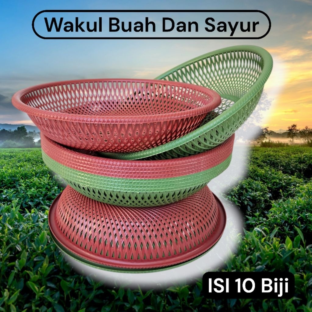 ( Isi 10 Pcs ) Wakul Buah Plastik Super - Keranjang Buah dan Sayur Parcel Plastik Model Rotan - aest