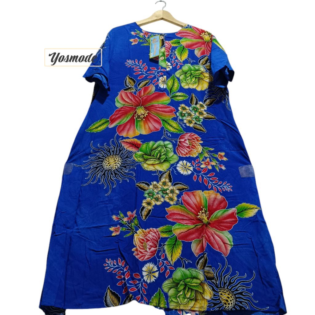 DASTER ASLI BATIK KENCANA UNGU BUNSUI JUMBO LD 120 PB 115 CM BATIK KENCANA UNGU ORIGINAL LEBEL BIRU