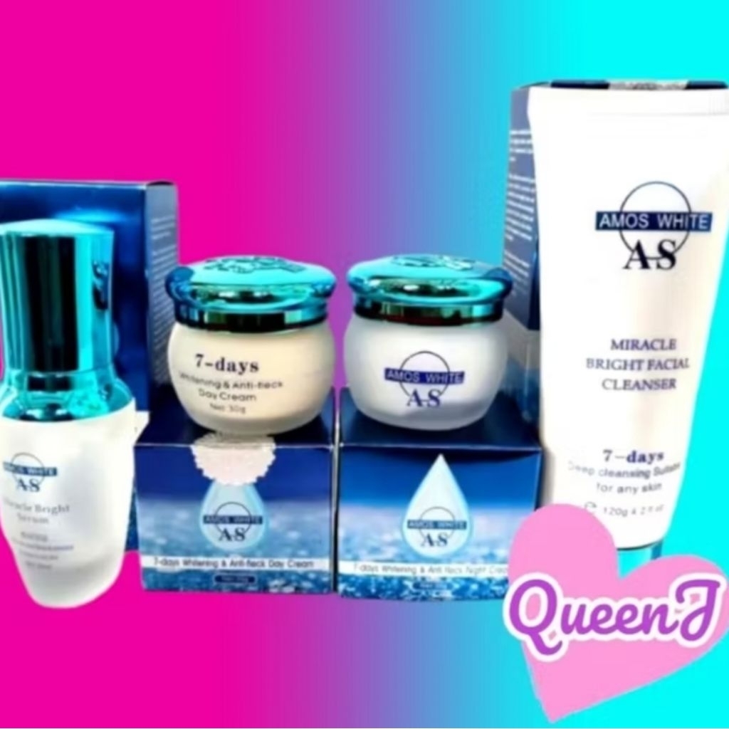 PAKET PEMUTIH WAJAH AMOS WHITE SABUN SERUM CREAM SIANG MALAM